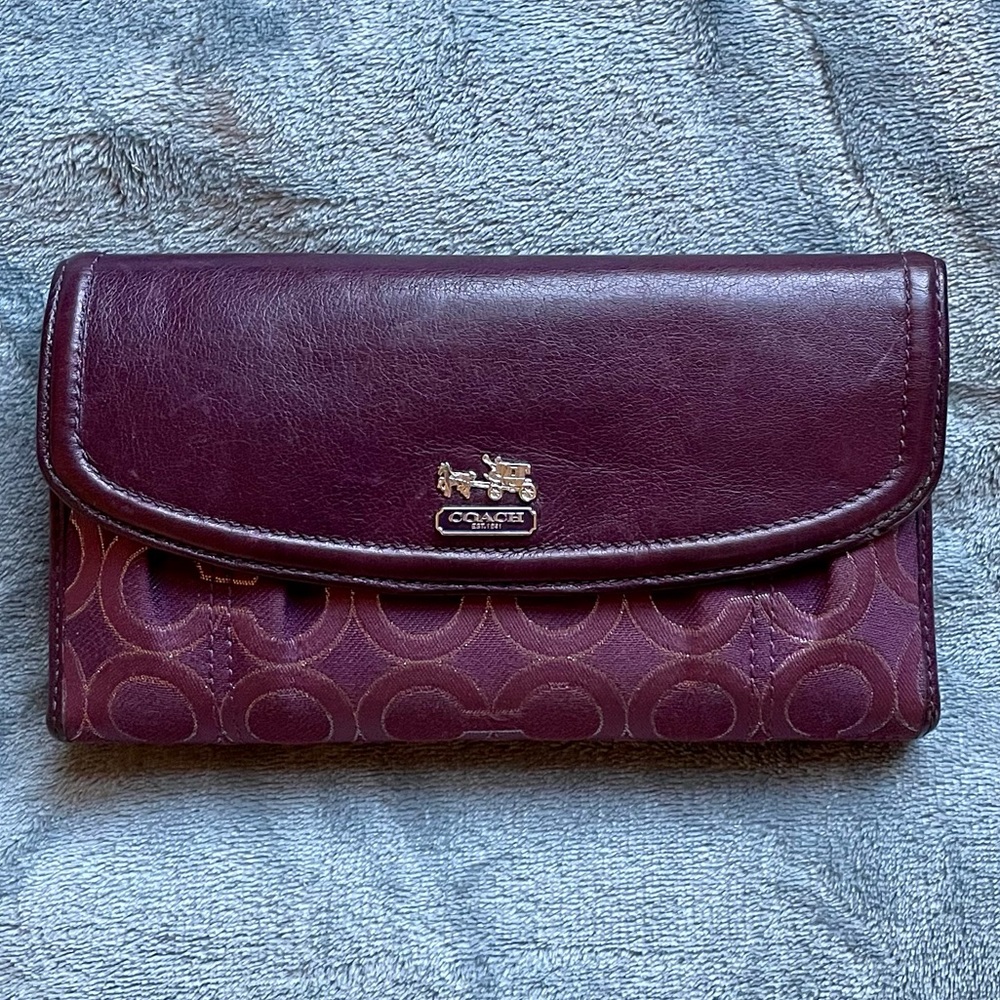 Coach Signature Canvas & Leather Wallet